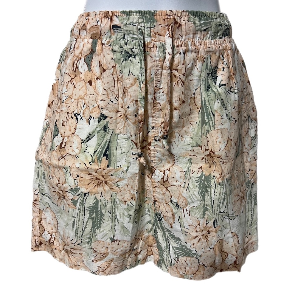 Esmara Linen Cotton Blend Floral Pull on Mini Skirt Size Small